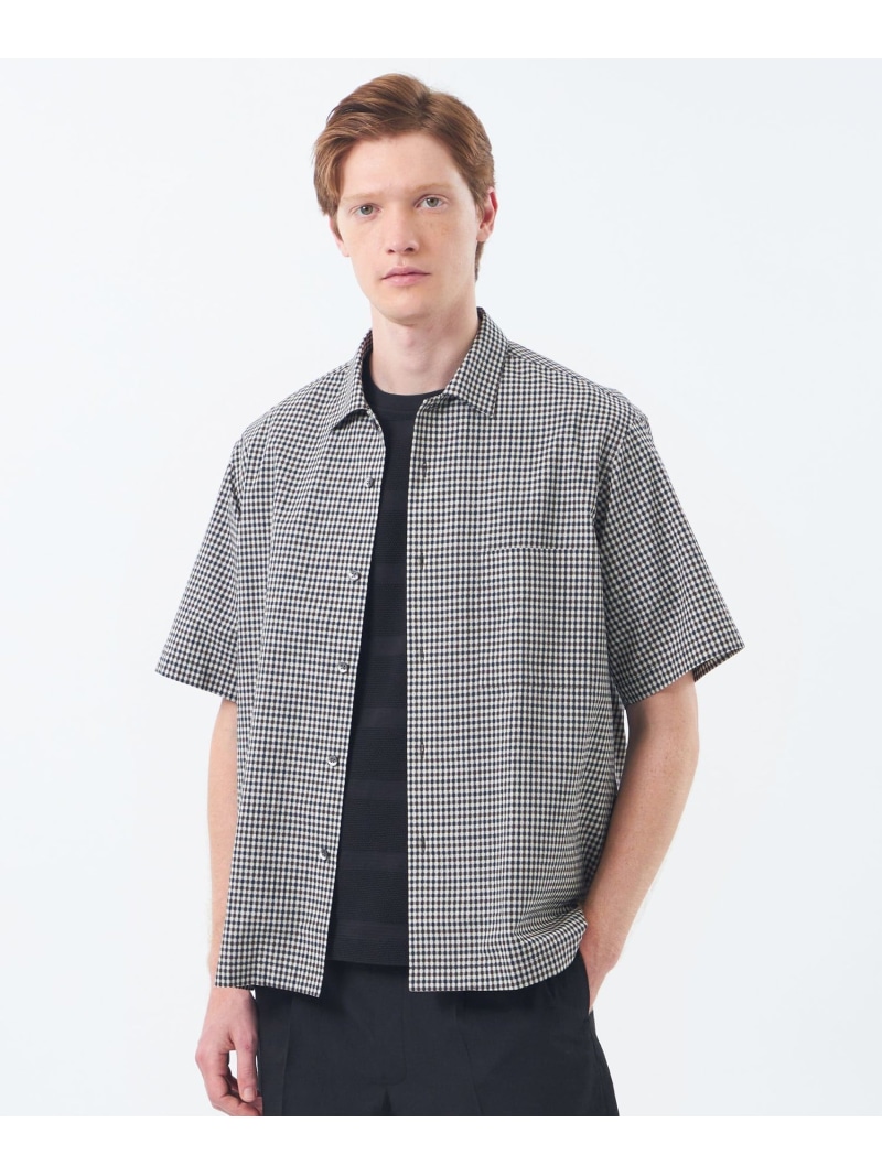 MACKINTOSH PHILOSOPHY 半袖オープンカラーシャツ 空羽サッカー 無地/チェック マッキントッシュ フィロソフィー トップス シャツ・ブラウス ネイビー ブルー ブラック【送料無料】｜ Fashion Men