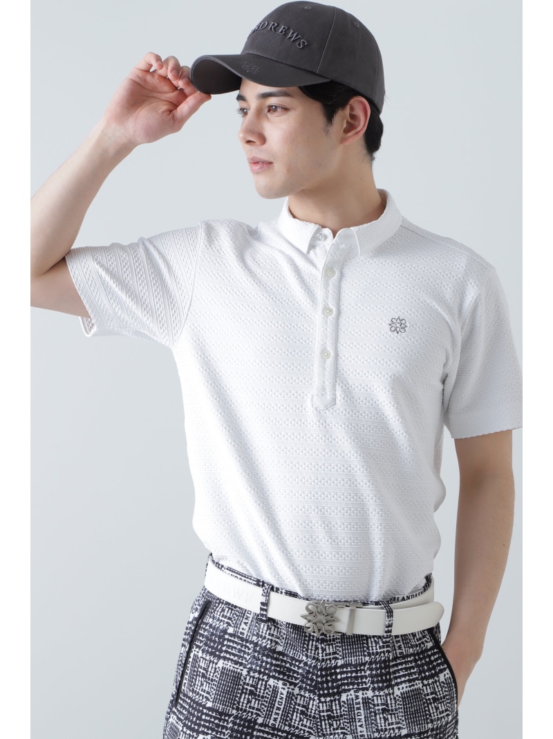 【SALE／50%OFF】St ANDREWS 縄柄ベアジャガード 半袖スポーツシャツ (MENS) セントアンドリュース トップス スポーツシャツ 白いこと 米国海軍【RBA_E】【貨物輸送無料】