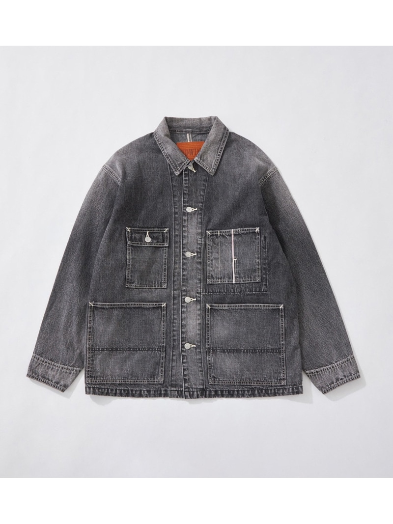 EDWIN EDWIN 505 カバーオール デニムジャケット セットアップ セルビッジ エドウインオンラインモール ジャケット・アウター デニムジャケット ブラック ブルー【送料無料】