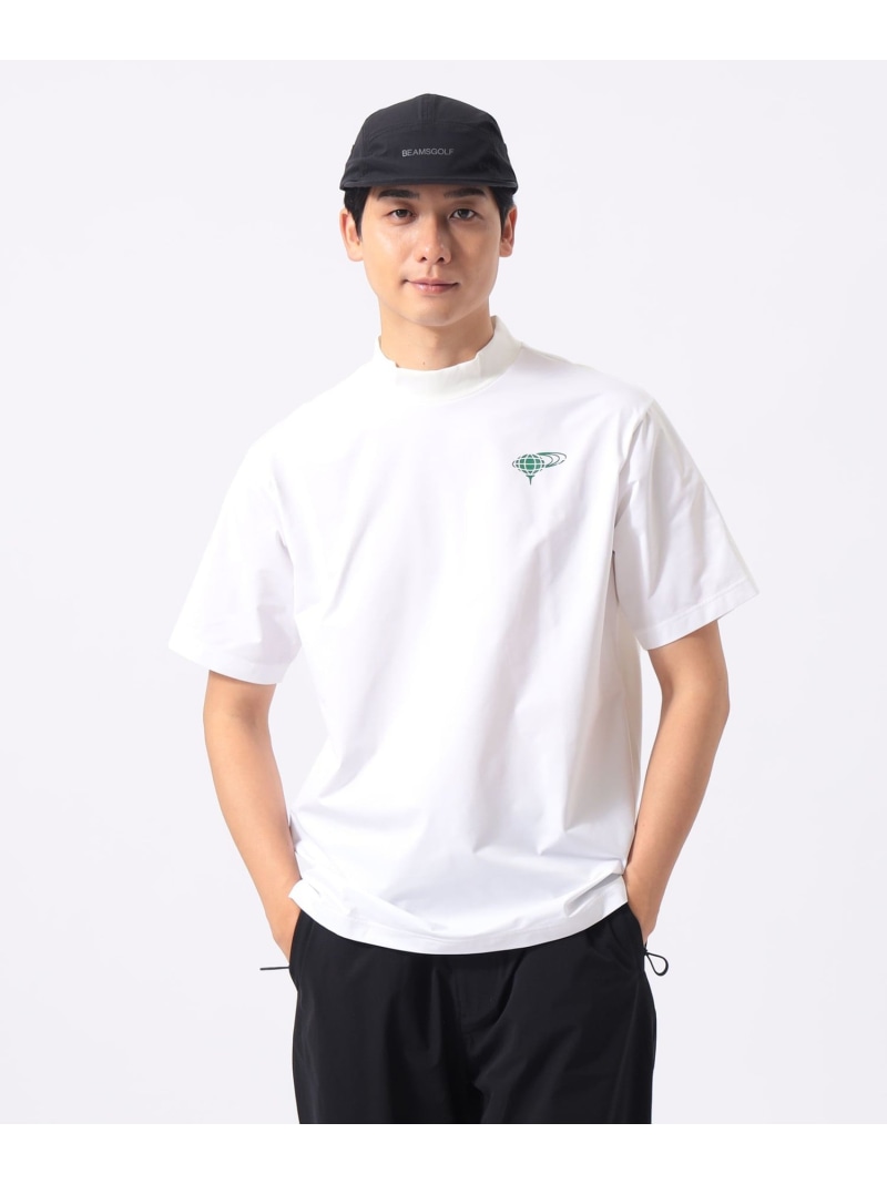 BEAMS GOLF ORANGE LABEL ORANGE LABEL / ヨーク異素材切り替え ロゴ モックネック シャツ 26SS ビームス ゴルフ トップス カットソー・Tシャツ ブラック グレー ホワイト【送料無料】