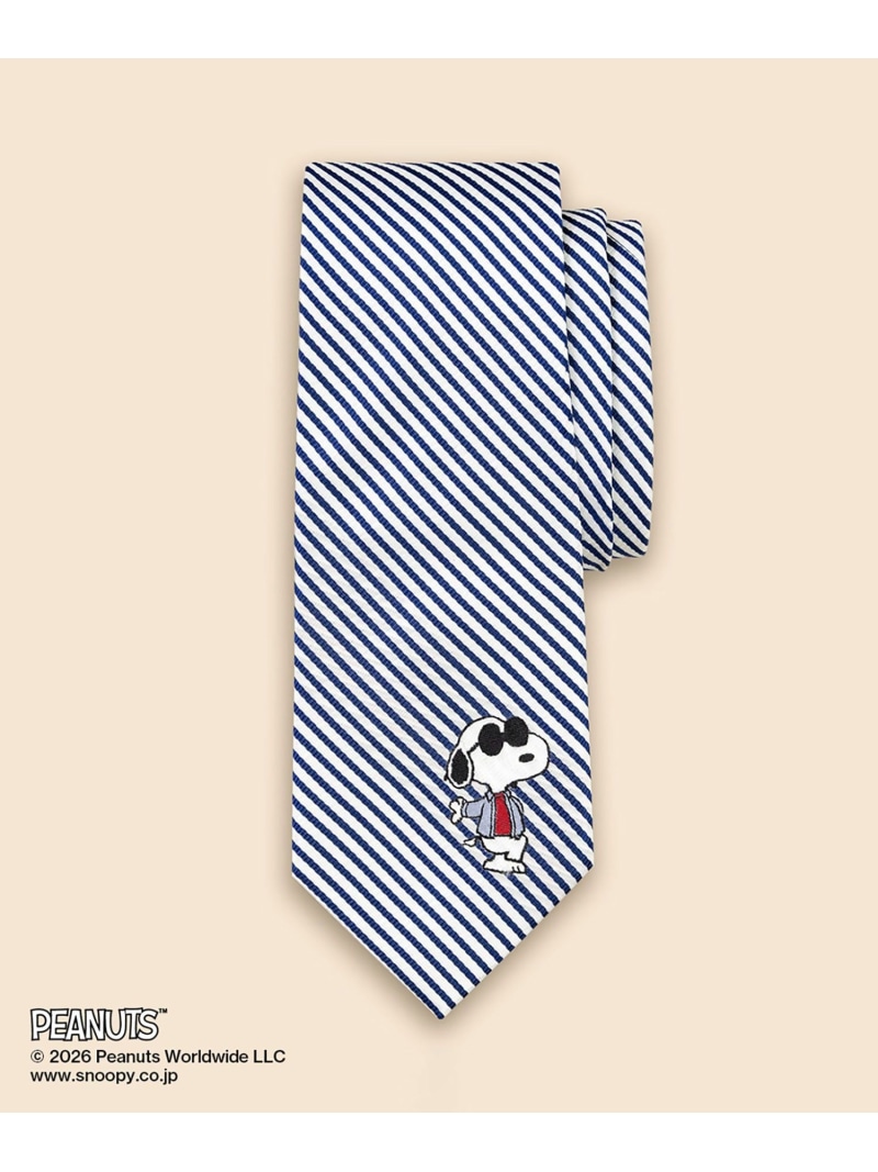 BROOKS BROTHERS Brooks Brothers × PEANUTS 絹地 シアサッカー おせっかい\u0026ウッドストック ジャカードタイ王国 ブルックス ブラザーズ 背広・フォーマル タイ・蝶タイ 青碧【貨物輸送無料】