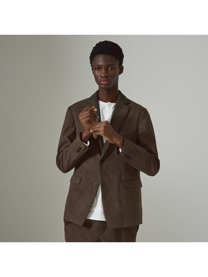 【SALE／30%OFF】5351POUR LES HOMMES 【セットアップ対応】ダイヤチェックエンボス コーデュロイ ジャケット ゴーサンゴーイチプールオム ジャケット・アウター テーラードジャケット・ブレザー ブラック カーキグリーン【RBA_E】【送料無料】 20,790円