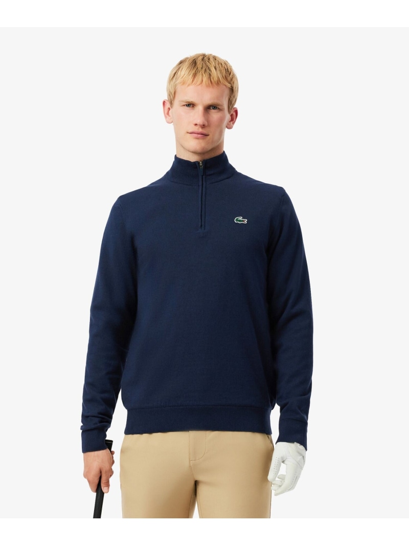 LACOSTE ウールブレンドハーフジップゴルフセーター ラコステ トップス 編み物 米国海軍【貨物輸送無料】