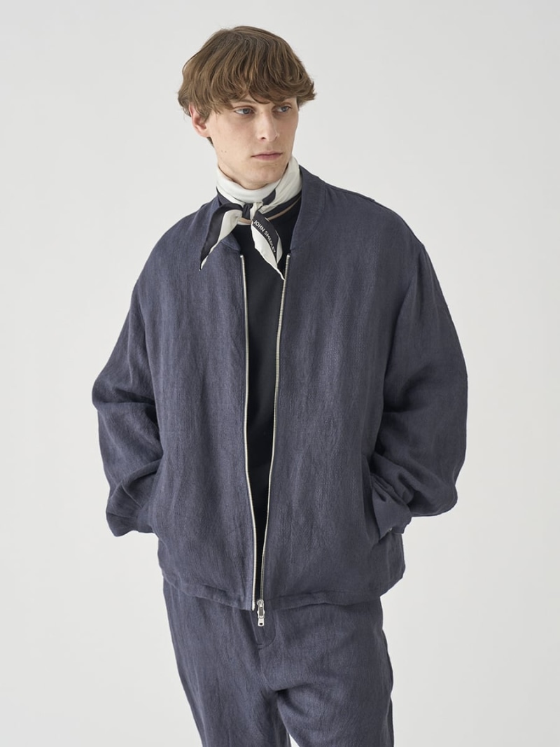 【SALE/30%OFF】JOHN SMEDLEY リネンジャガード ショートブルゾン |JM254 ジョンスメドレー ジャケット・アウター その他のジャケット・アウター ネイビー【RBA_E】【送料無料】| Fashion Men