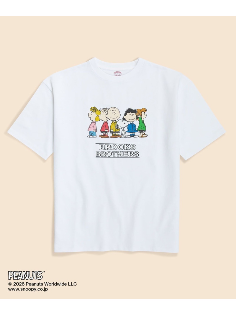 BROOKS BROTHERS Brooks Brothers × PEANUTS コットン ピーナッツ・ギャングプリント Tシャツ ブルックス ブラザーズ トップス カットソー・Tシャツ ホワイト グレー【送料無料】
