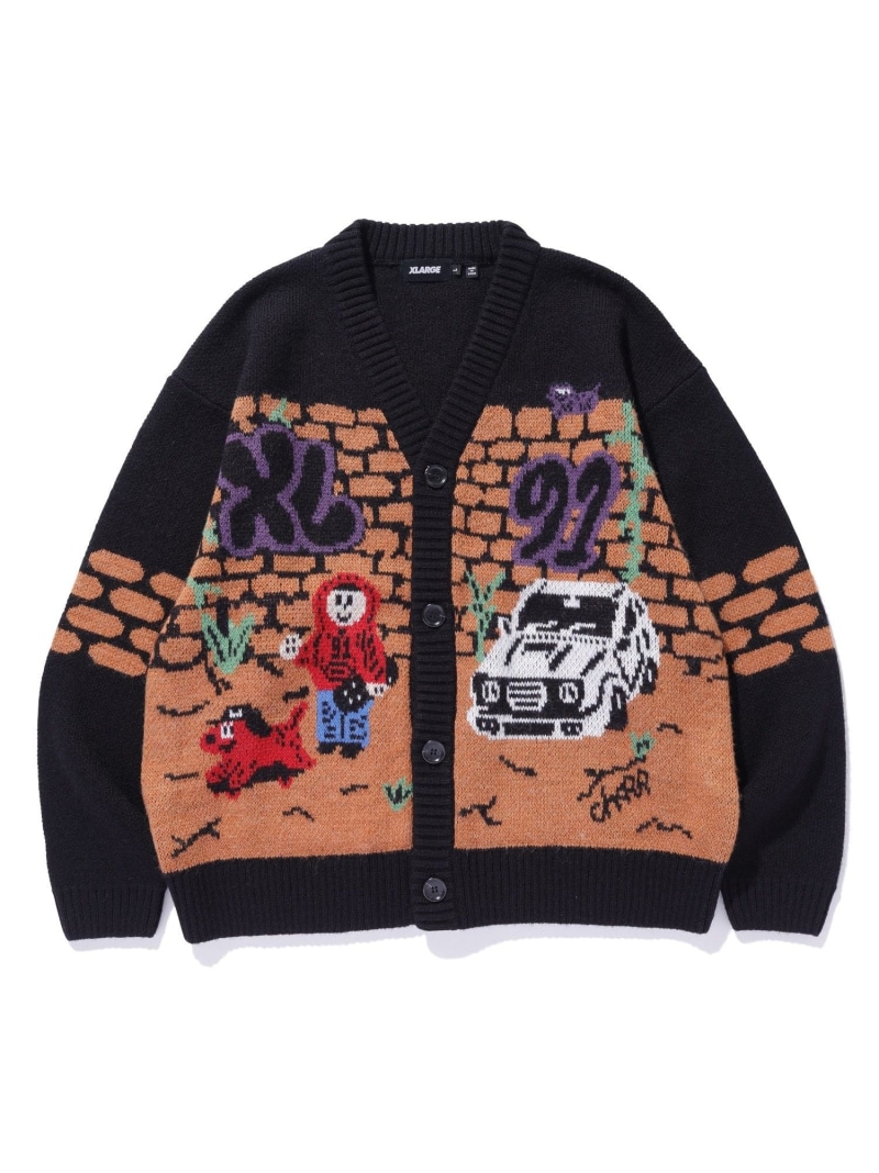 【SALE／30%OFF】XLARGE BOY KNIT CARDIGAN エクストララージ トップス ニット ブラック【RBA_E】【送料無料】
