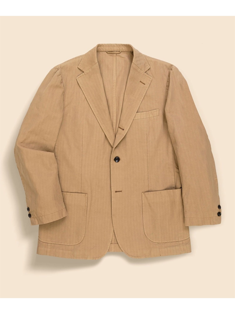 BROOKS BROTHERS 綿織物/カラムシ 杉綾模様 ガーメントダイ 段返り3釦アンコンジャケット Classic ブルックス ブラザーズ ジャケット・アウター テーラードジャケット・ブレザー ベージュ【貨物輸送無料】