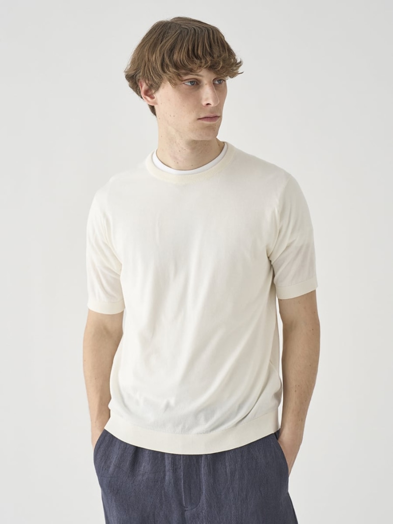 JOHN SMEDLEY 半袖綿織物編み物プルオーバー ｜ KIELL ｜ 30G MODERN FIT ジョンスメドレー トップス 編み物【貨物輸送無料】