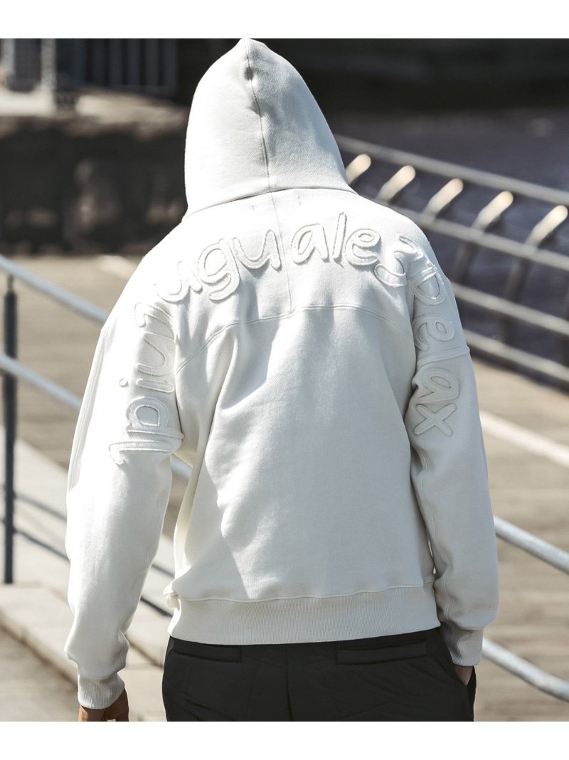 【SALE／20%OFF】1PIU1UGUALE3 RELAX 1PIU1UGUALE3 RELAX バックロゴヘビースウェットフーディー シフォン トップス パーカー・フーディー グレー ホワイト ブラック【RBA_E】【送料無料】