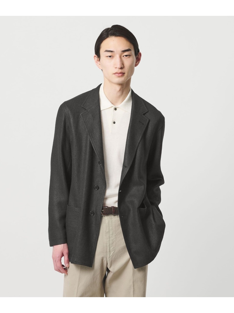 UNITED ARROWS ＜SOVEREIGN＞シルク/リネン/ウール カバーオール ユナイテッドアローズ ジャケット・アウター その他のジャケット・アウター ブラック【送料無料】