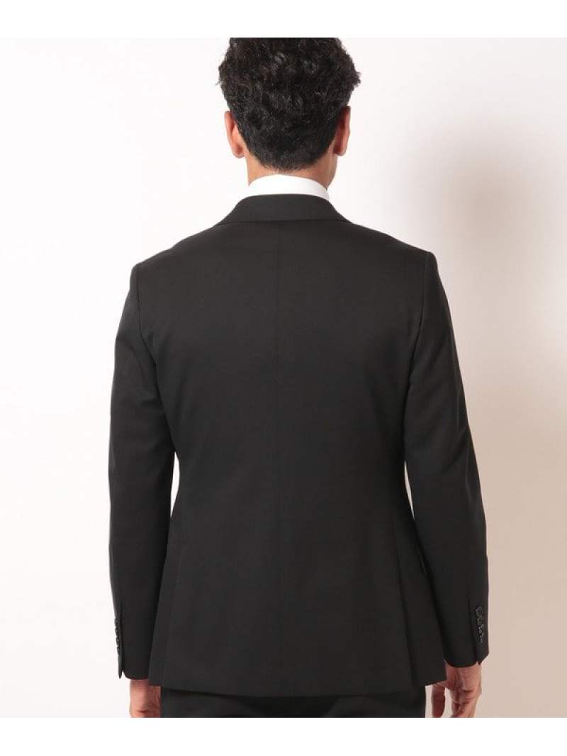 MEN'S BIGI サージ綾ブラック無地スーツセットアップ スーツ