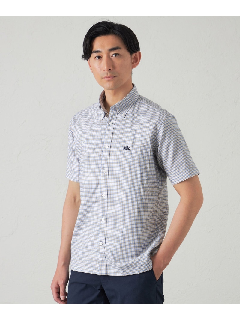 【SALE／38%OFF】BAKER STREET 綿麻チェックシャツ ベイカー・ストリート トップス シャツ・ブラウス ブルー ベージュ【RBA_E】【送料無料】