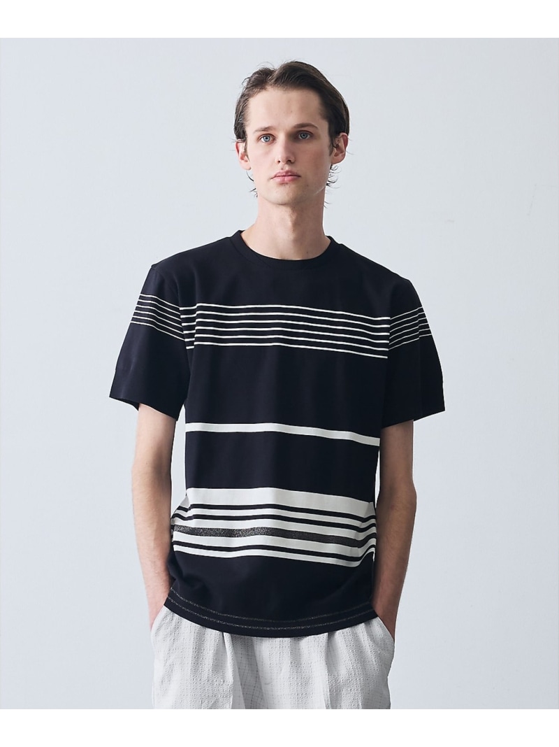 5351POUR LES HOMMES 【定番人気】セーターマシーン ボーダー クルーネック ニット Tシャツ ゴーサンゴーイチプールオム トップス カットソー・Tシャツ ブラック ホワイト【送料無料】