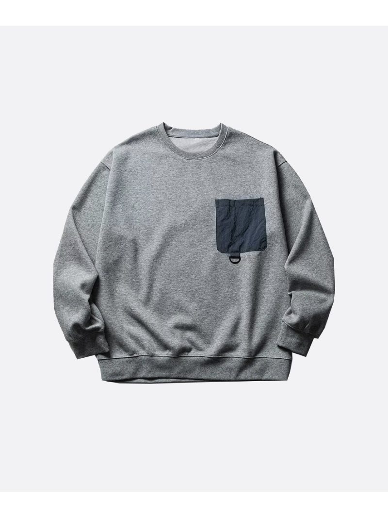 U:UME Pocket Design Sweat ユーム トップス スウェット・トレーナー 白いこと 薄墨色【先んずる取っておく】*【貨物輸送無料】