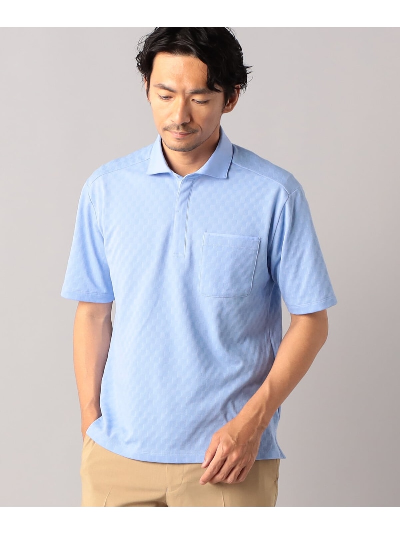 【SALE／30%OFF】COMME CA MEN 【COMME CA MEN】市松ジャガードポロシャツ コムサメン トップス ポロシャツ ブルー ベージュ グレー ブラック【RBA_E】【送料無料】