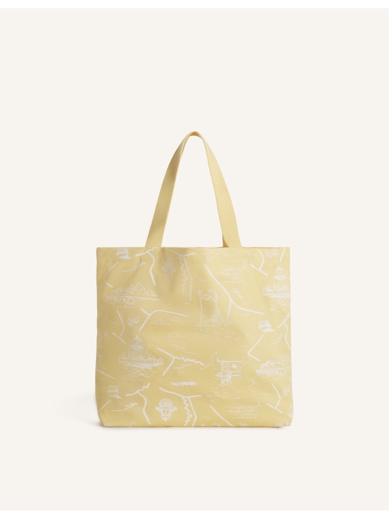 Maison Kitsune Maison Kitsune/(U)PARISIAN MAP TOTE 棲み家 狐狸 御徒面子 トートバッグ 黄色【貨物輸送無料】