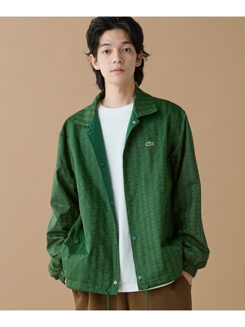 【SALE／30%OFF】LACOSTE 撥水 リバーシブルコーチジャケット 無地*総柄 ラコステ ジャケット・アウター ブルゾン・ジャンパー グリーン ベージュ【RBA_E】【送料無料】
