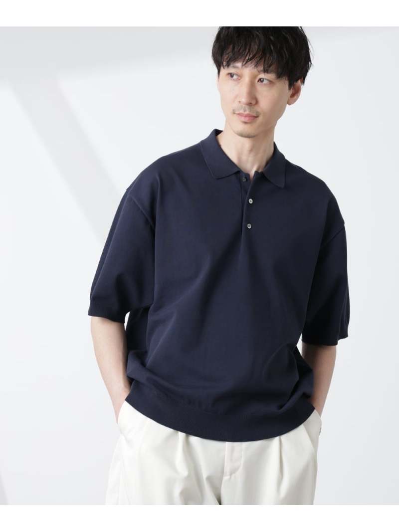 【SALE／40%OFF】NANO universe コットン/ソロナ プレーティング 半袖ニットポロシャツ ナノユニバース トップス ニット ブルー ブラウン ネイビー【RBA_E】【送料無料】