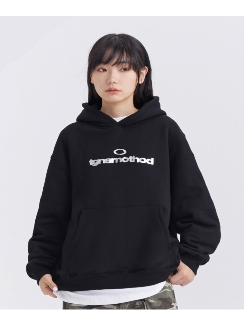 【SALE／20%OFF】TGNS 【TGNS】STAMPING SILVER LOGO HOODIE ネバーマインドザエックスユー／チカシツプラス トップス パーカー・フーディー ブラック【RBA_E】【送料無料】