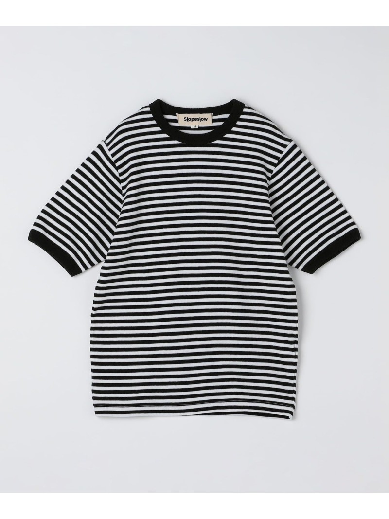 SHIPS MEN Slopeslow: Cotton interlock stripe crew neck T シップス トップス カットソー・Tシャツ ブラック【送料無料】