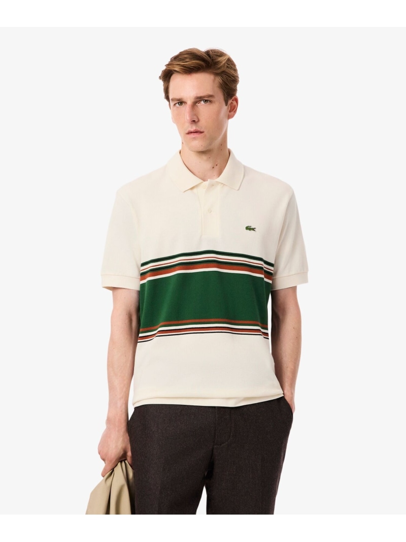 【SALE／40%OFF】LACOSTE フレンチメイドパネルボーダポロシャツ ラコステ トップス スポーツシャツ 白いこと【RBA_E】【貨物輸送無料】