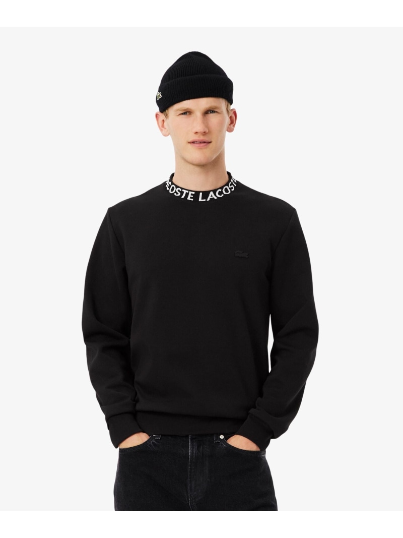 【SALE／30%OFF】LACOSTE ジャカードネッククルーネックスウェット ラコステ トップス スウェット・トレーナー 黒いこと【RBA_E】【貨物輸送無料】