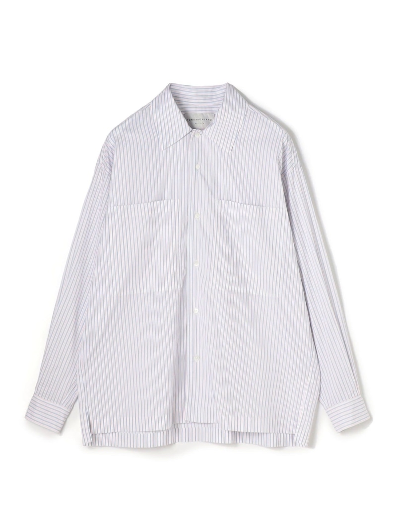 【SALE／50%OFF】TOMORROWLAND MEN コットンストライプ ダブルポケットシャツ トゥモローランド トップス シャツ・ブラウス ホワイト ブルー【RBA_E】【送料無料】