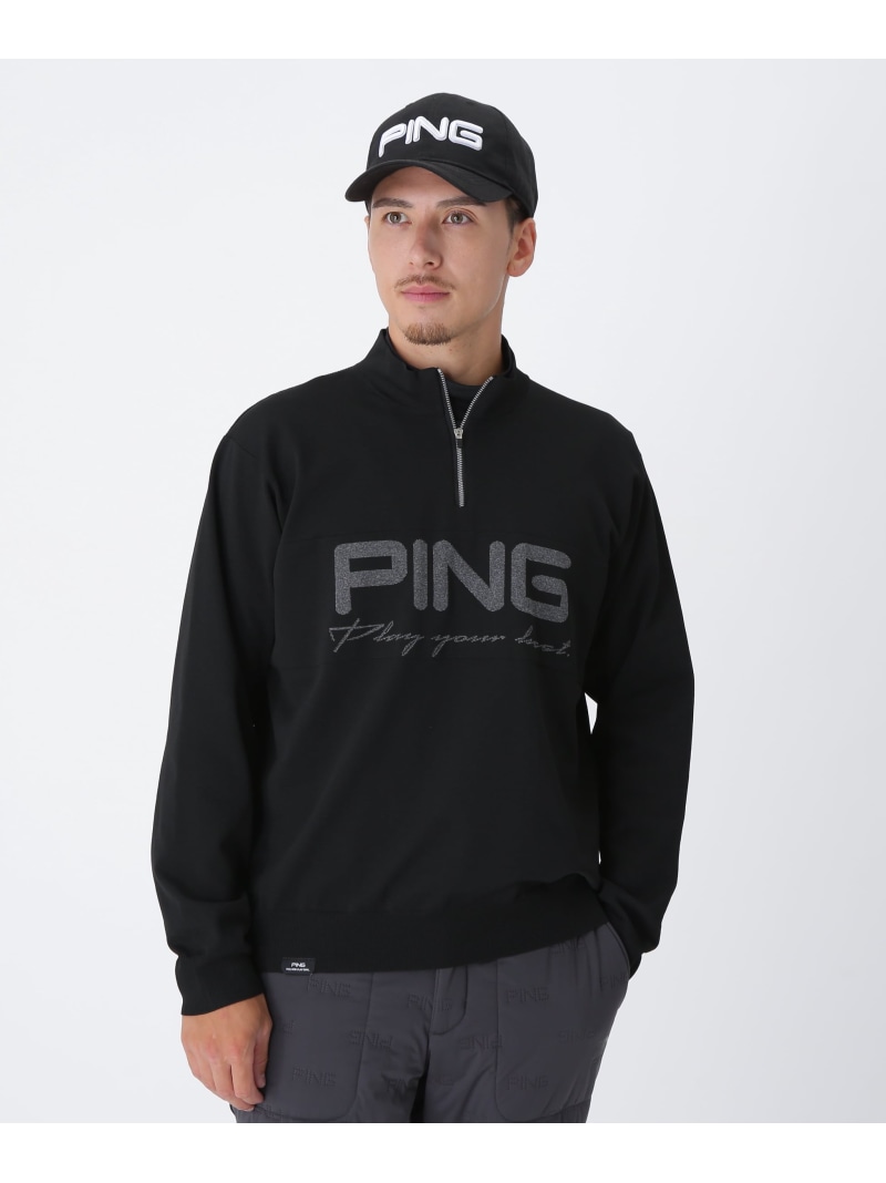 【SALE／30%OFF】PING APPAREL ハーフジップハイネックジャガードニット ＜PERFORMANCE＞ (MENS) ピン アパレル トップス ニット パープル ホワイト ブラック グレー【RBA_E】【送料無料】