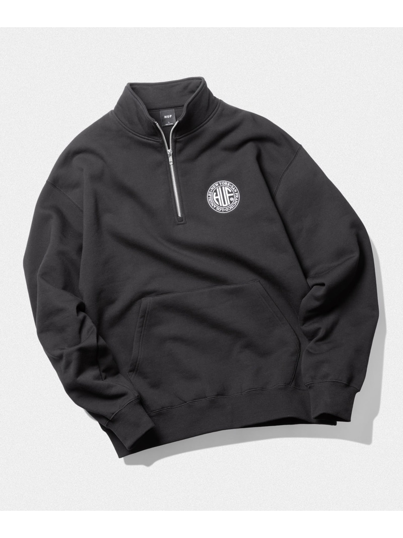 Huf ハーフジップ 黒 HUF（ハフ）の「REGIONAL HALF ZIP FLEECE / HUF フリース