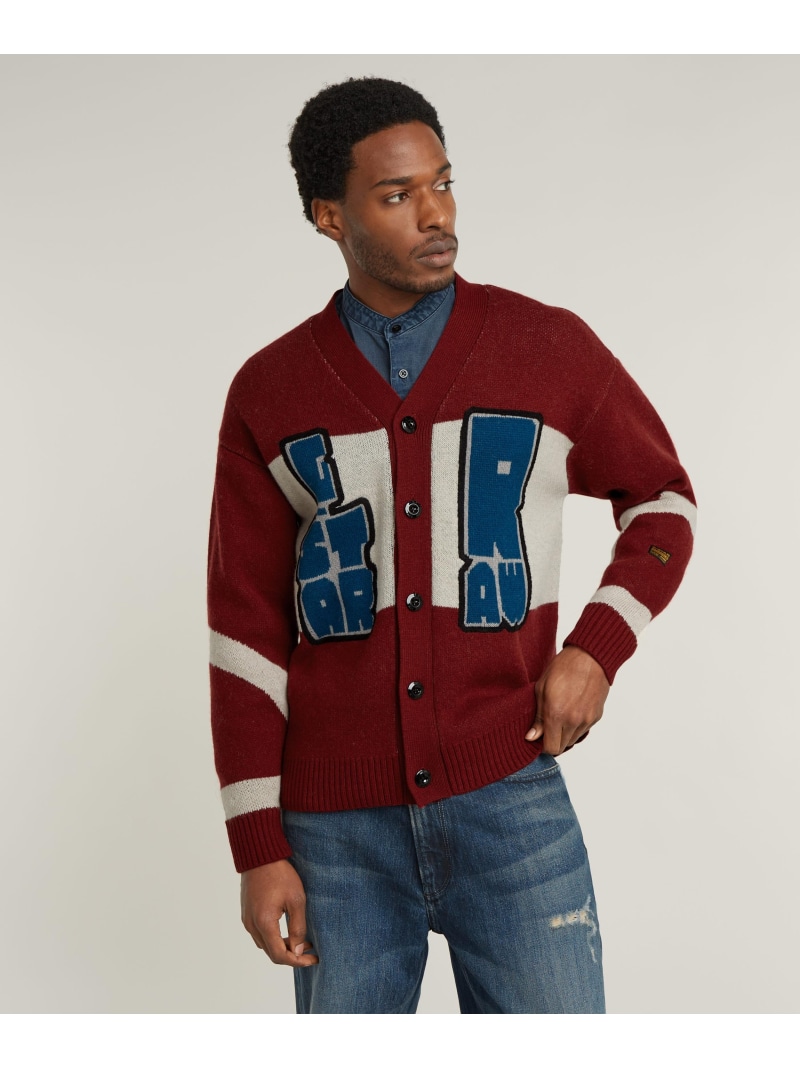 【SALE／40%OFF】G-Star RAW 【公式ショップ】HOLIDAY LOOSE KNITTED CARDIGAN/グラフィックロゴオーバーサイズニットセーターカーディガン ジースターロゥ トップス カーディガン レッド【RBA_E】【送料無料】