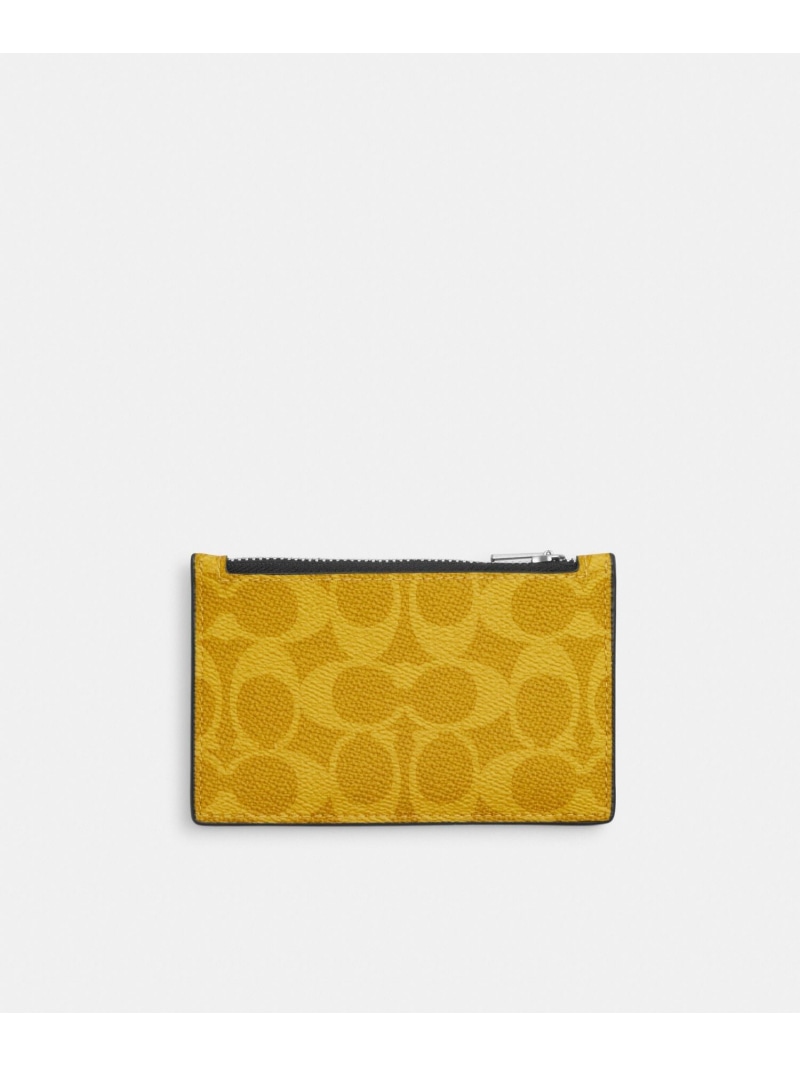 【SALE／40%OFF】COACH OUTLET 【公式】ジップ カード ケース・シグネチャー キャンバス コーチ　アウトレット 財布・ポーチ・ケース 名刺入れ・カードケース イエロー【RBA_E】【送料無料】