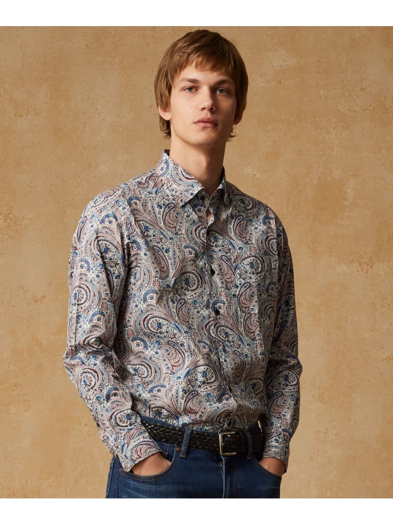 JOSEPH ABBOUD リバティプリント シャツ ジョセフアブード トップス シャツ・ブラウス ホワイト ワインレッド【送料無料】