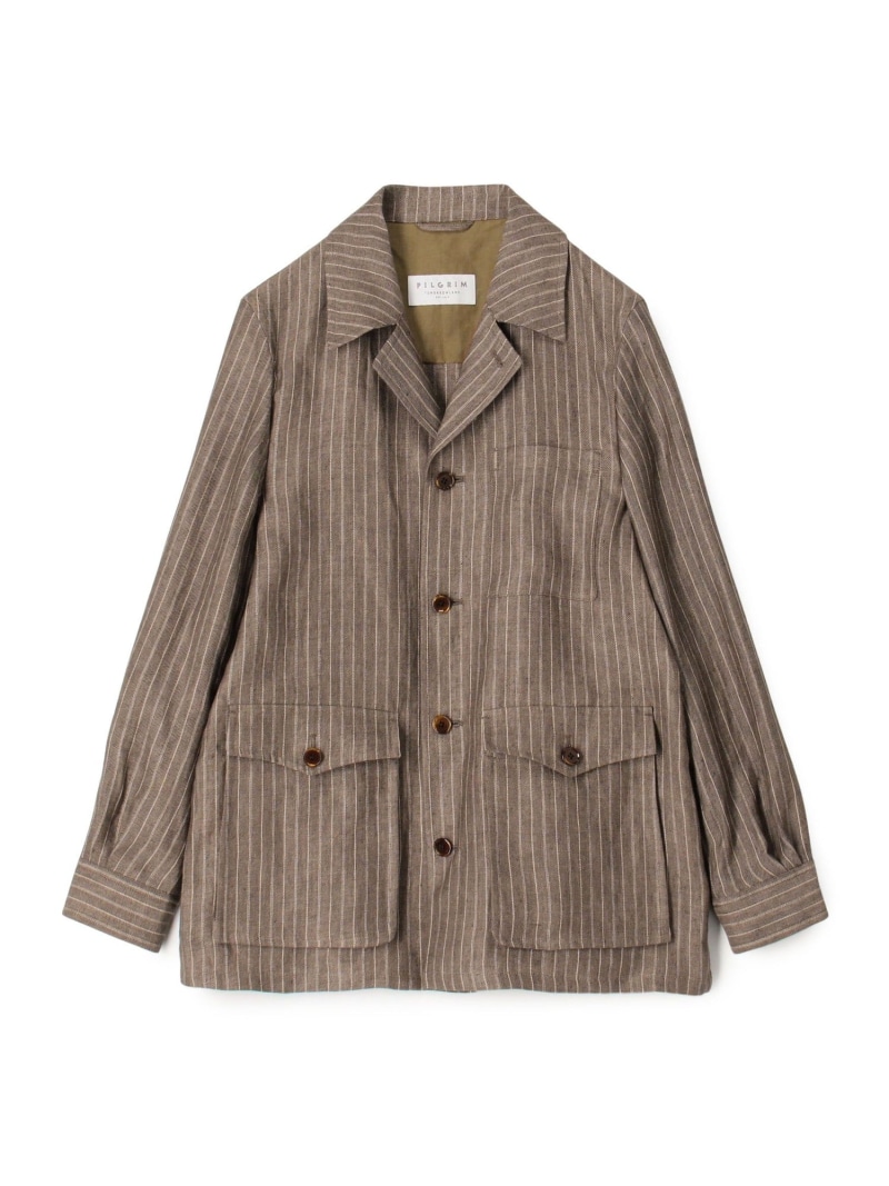 【SALE／50%OFF】TOMORROWLAND MEN リネン ダブルポケット シャツジャケット SOLBIATI トゥモローランド ジャケット・アウター ブルゾン・ジャンパー ブルー ブラウン ホワイト【RBA_E】【送料無料】
