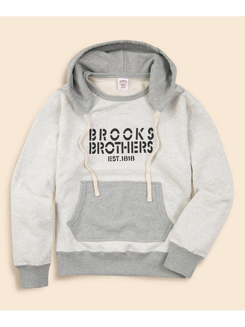 【SALE／20%OFF】BROOKS BROTHERS コットンフレンチテリー ステンシルロゴタイプ アフターフーデッド トレーナー ブルックス ブラザーズ トップス スウェット・トレーナー 米国海軍 薄墨色【RBA_E】【貨物輸送無料】
