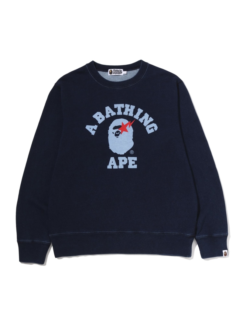 A BATHING APE COLLEGE INDIGO CREWNECK SWEATSHIRTS ア ベイシング エイプ トップス スウェット・トレーナー 米国海軍【貨物輸送無料】