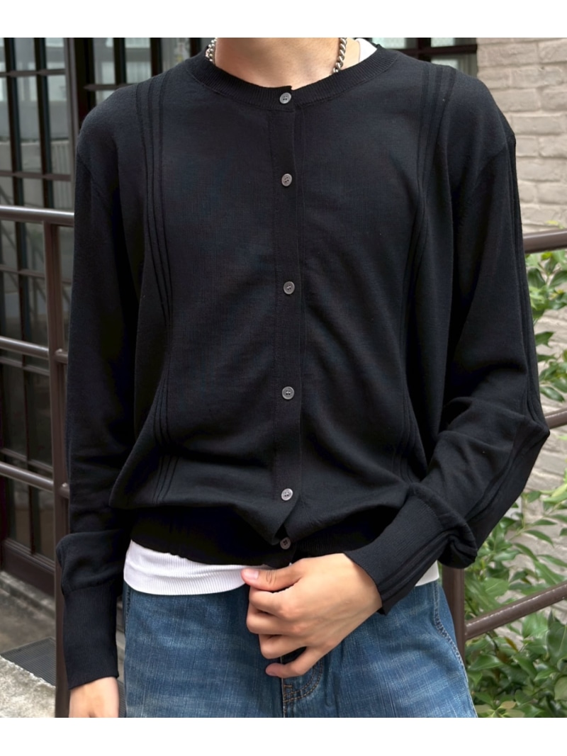 Chikashitsu + 【Chikashitsu +】wool blend cardigan ネバーマインドザエックスユー／チカシツプラス トップス カーディガン ブラック グレー【送料無料】