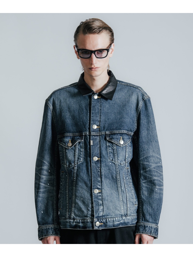 THE CRIMIE BORN FREE GARAGE USED SELVEDGE STRETCH DENIM JACKET 庭園 ジャケット・アウター ジーンズ上衣 青み 黒いこと【貨物輸送無料】