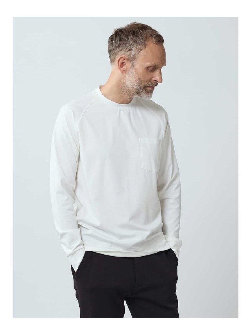 【SALE／50%OFF】Aquascutum MEN 【KING SIZE】TEC.3 Trip:Nylon Bare-smooth Long-TShirt アクアスキュータム トップス カットソー・プルオーバー 黒いこと 白いこと【RBA_E】【貨物輸送無料】