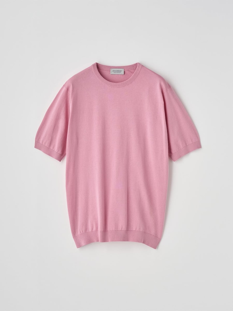 【SALE／20%OFF】JOHN SMEDLEY 半袖綿織物編み物プルオーバー ｜ KIELL ｜ 30G MODERN FIT ジョンスメドレー トップス 編み物 さくら色【RBA_E】【貨物輸送無料】