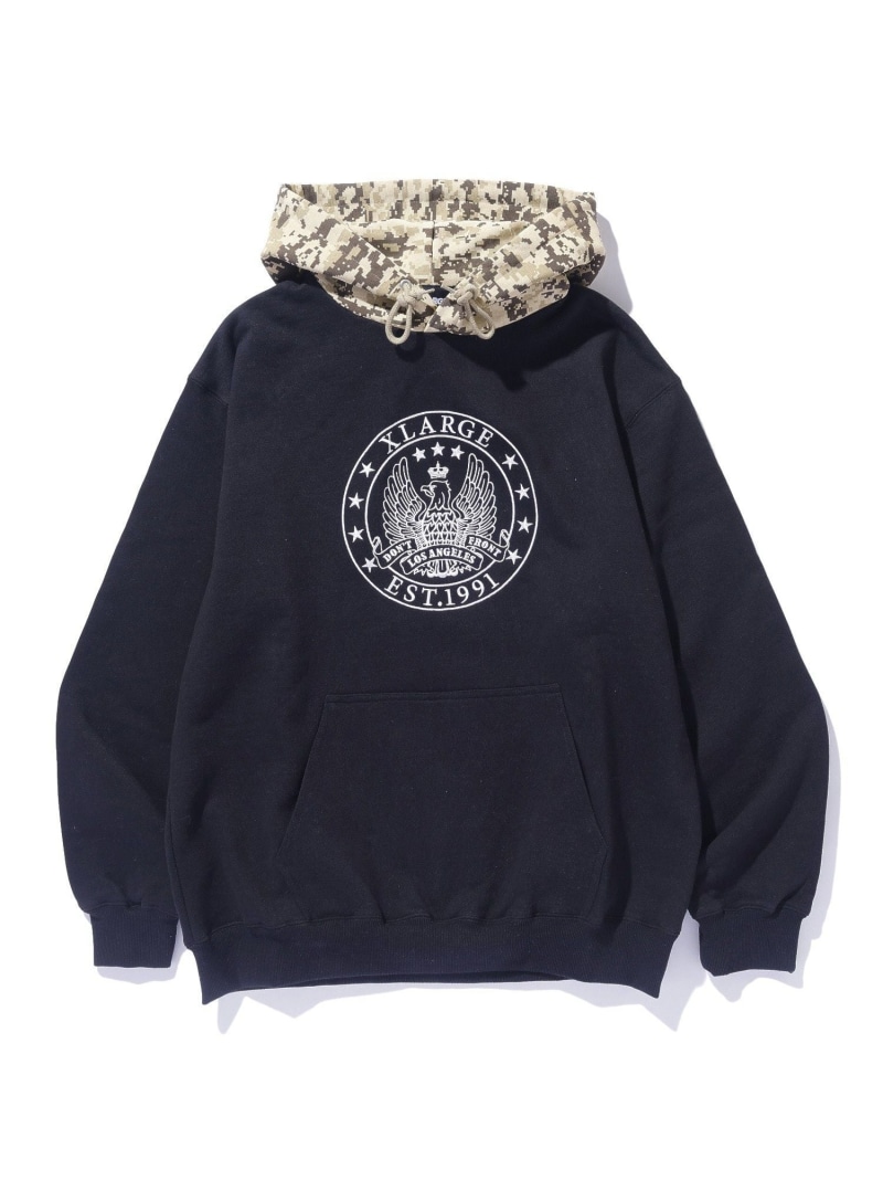 【SALE／40%OFF】XLARGE PATTERN BLOCKED HOODED SWEATSHIRT エクストララージ トップス スウェット・トレーナー 黒いこと 薄墨色 カーキ緑であること 緑であること【RBA_E】【貨物輸送無料】