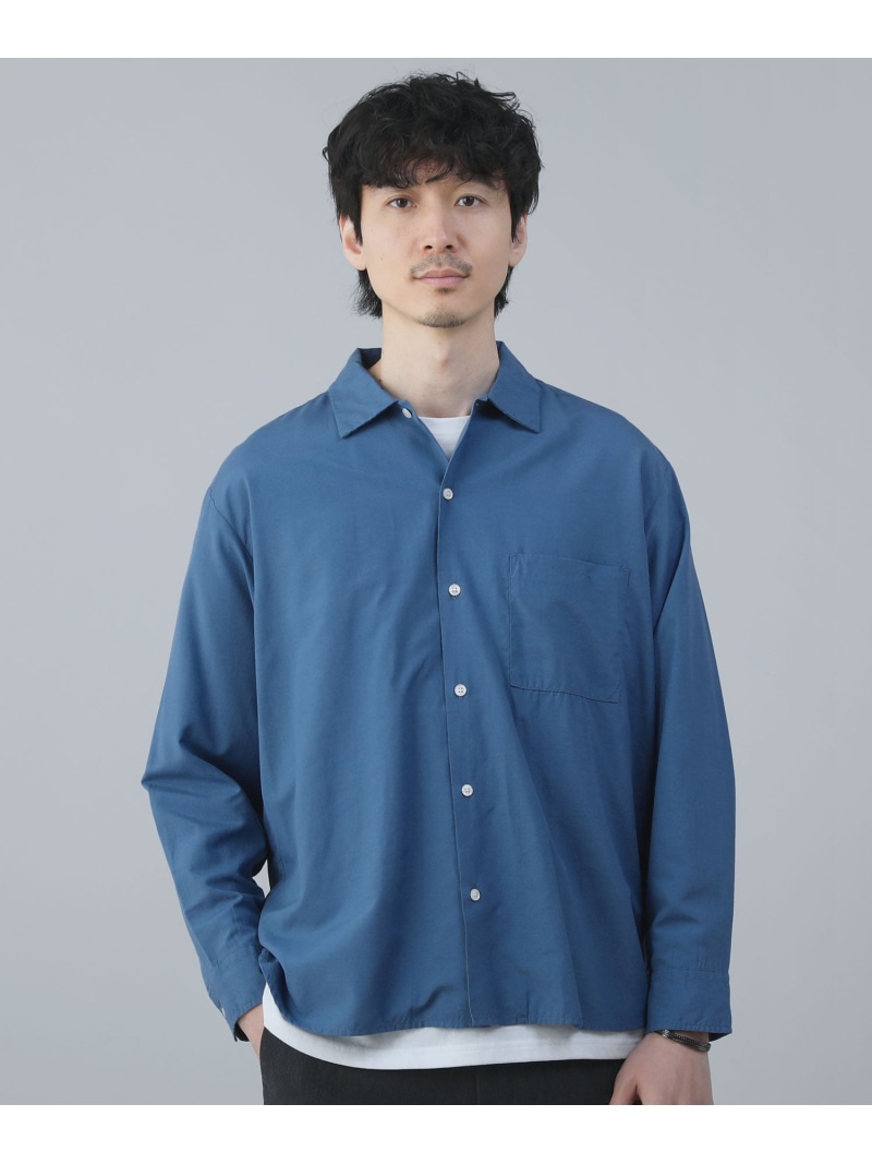 【SALE／5%OFF】ALLOWED TO UNFOLD TECHリネンレギュラー長袖シャツ カジュアル トップス シャツ・ブラウス グリーン グレー ホワイト ピンク ブルー【RBA_E】【送料無料】