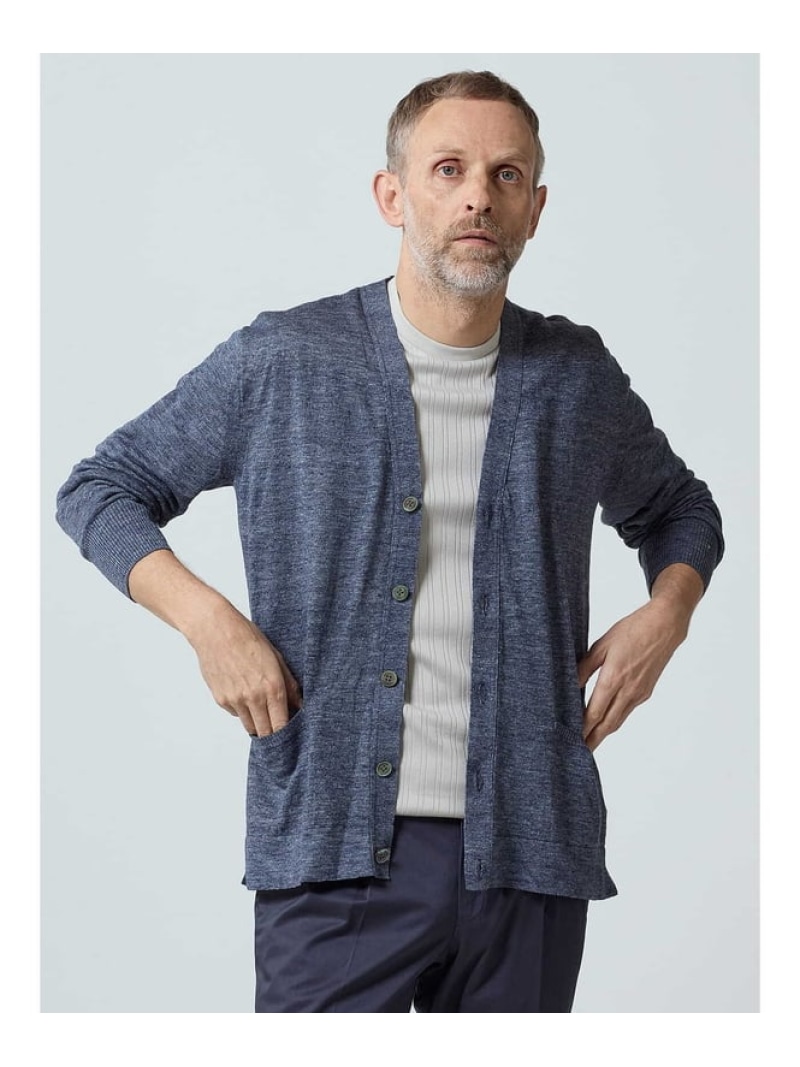 【SALE／30%OFF】Aquascutum MEN Linen Cotton Cardigan アクアスキュータム トップス 編み物 青味 ベージュ【RBA_E】【貨物輸送無料】