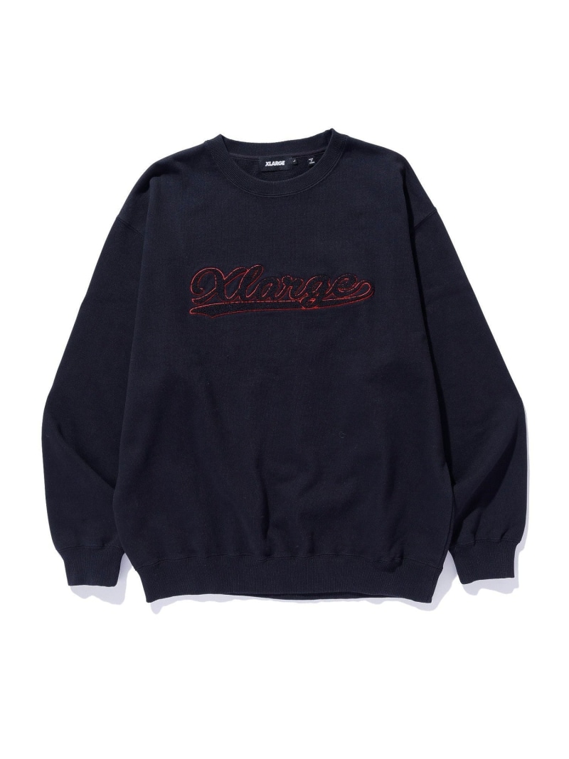 XLARGE CHENILLE LOGO CREWNECK SWEATSHIRT エクストララージ トップス スウェット・トレーナー グレー ブラック ネイビー【送料無料】