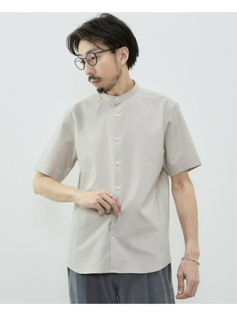 Men S Melrose メンズメルローズ Reflaxウェザーストレッチバンドカラーシャツ