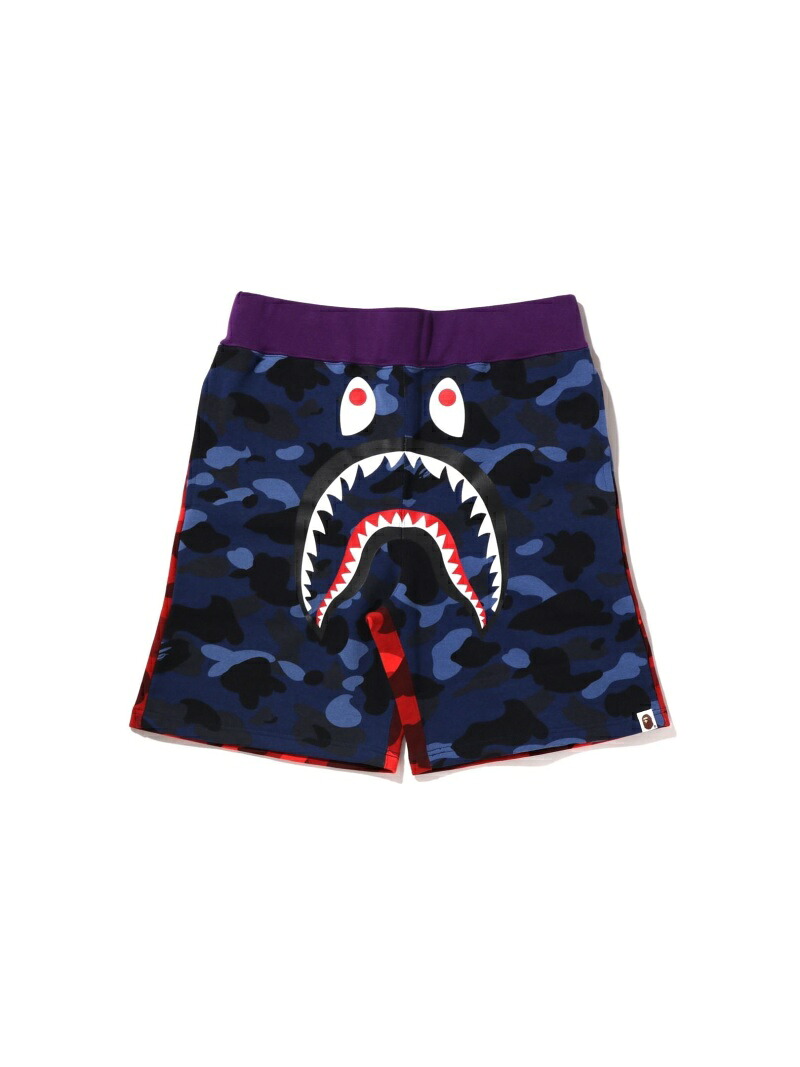 A BATHING APE CRAZY CAMO SHARK SWEAT SHORTS M ア ベイシング エイプ パンツ ジャージ・スウェットパンツ ネイビー レッド パープル【送料無料】