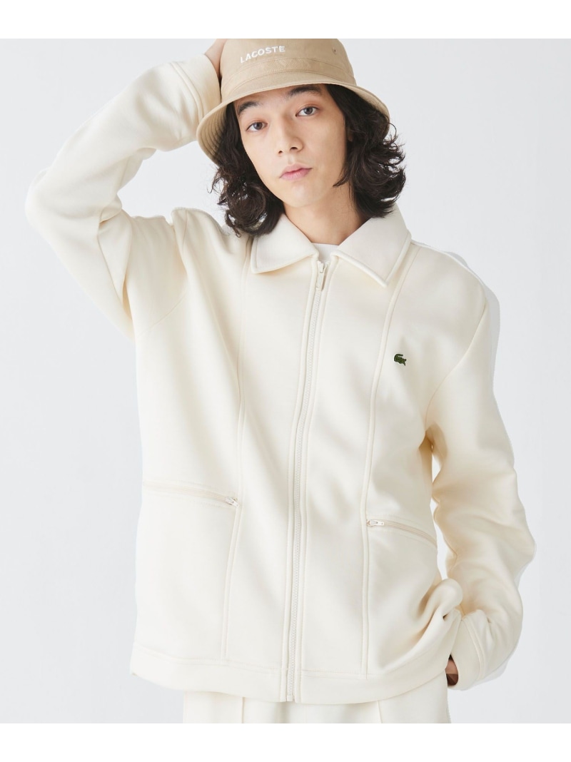 【SALE／40%OFF】LACOSTE ダブルフェイススウェットジップジャケット / ジップアップブルゾン ラコステ ジャケット・アウター ブルゾン・ジャンパー ホワイト ブラック【RBA_E】【送料無料】