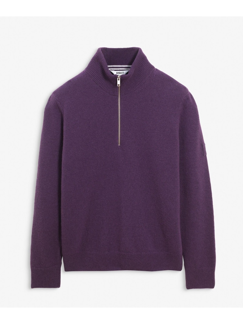 AIGLE ハーフジップ ウールニットセーター エーグル トップス ニット イエロー ネイビー【送料無料】| Fashion Men