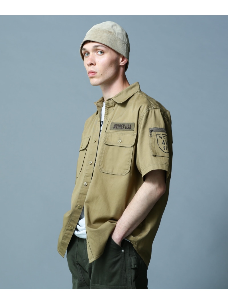 AVIREX BASIC FATIGUE SHORT SLEEVE SHIRT / ベーシック ファティーグ 半袖シャツ / AVIREX / アヴィレッ アヴィレックス トップス シャツ・ブラウス グリーン カーキグリーン ブラック ネイビー ホワイト【送料無料】