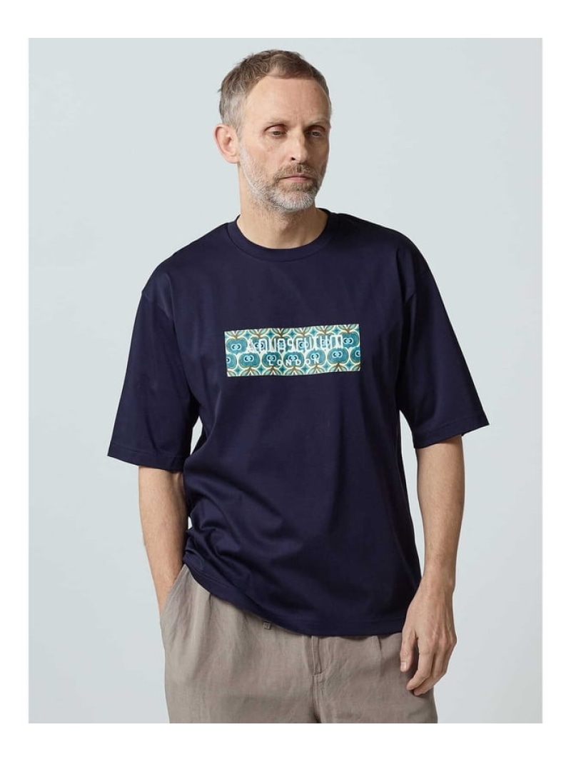 【SALE／50%OFF】Aquascutum MEN Stone-wall Motif Print T アクアスキュータム トップス カットソー・Tシャツ ネイビー ホワイト【RBA_E】【送料無料】｜ Fashion Men