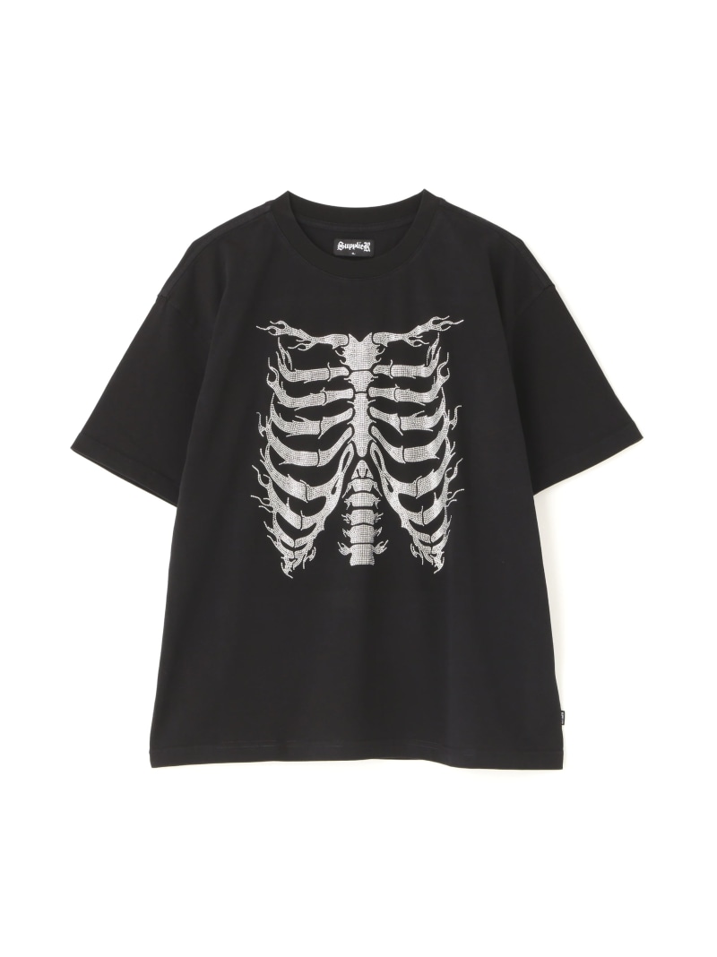 LHP SUPPLIER/提供者/Rhinestone Fire Bones Tee エルエイチピー トップス カットソー・ティーシャツ 黒いこと【貨物輸送無料】 トップス-Tシャツ・カットソー-メンズファッション